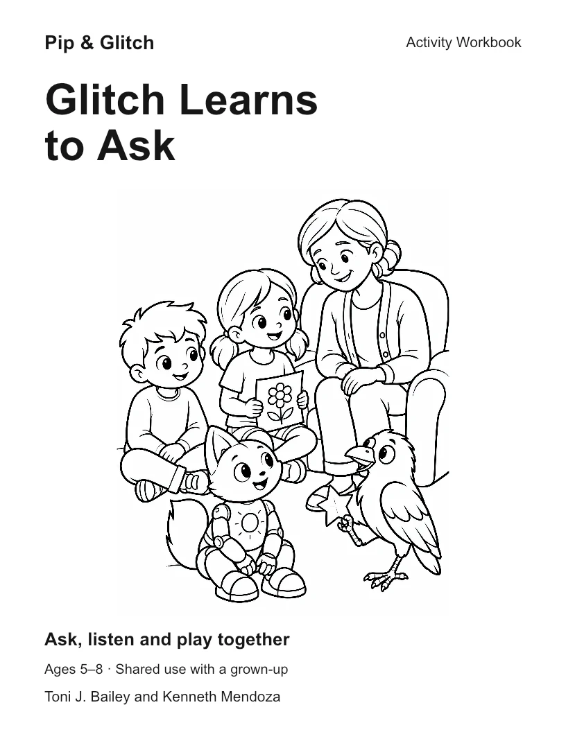 Glitch Learns to Ask approved B cover design